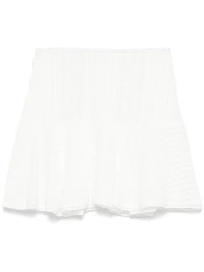 Charo Ruiz Ruffle Mini Skirt In White Embroidered Cotton