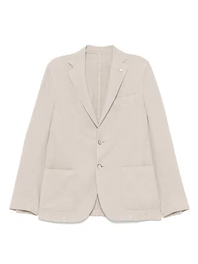 Luigi Bianchi Single-breasted Blazer In Light Beige With Classic Features In Neutral