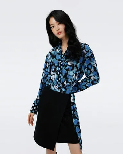 Diane Von Furstenberg Olia Shirtdress In Blue