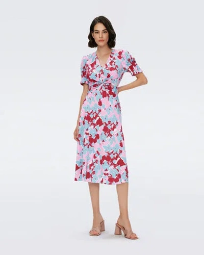 Diane Von Furstenberg Elosie Two Floral Long Sleeve Midi Dress In Multicolor