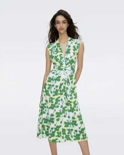 Diane Von Furstenberg Livia Pleated Floral-print Midi Dress In Multi