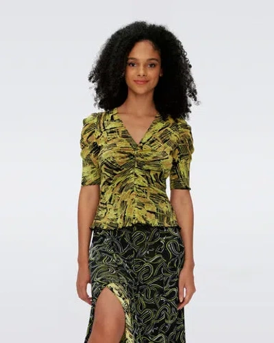 Diane Von Furstenberg Melisse Reversible Mesh Top In Black