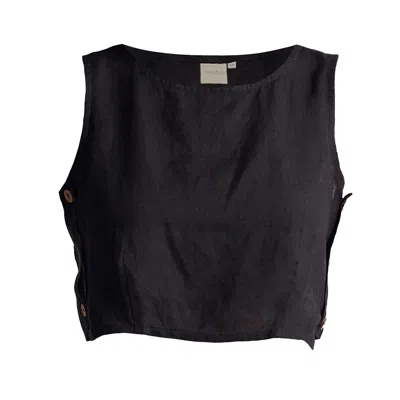 Reistor Boxy Crop Top In Black