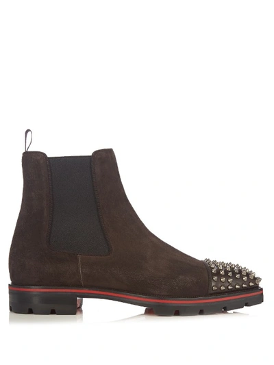 Christian Louboutin Melon Spike-embellished Suede Chelsea Boots In Navy ...