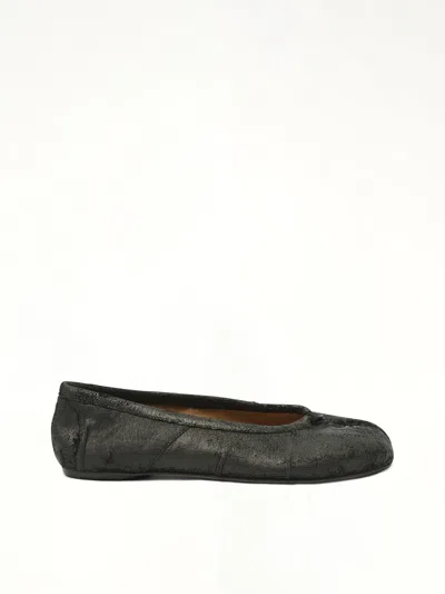 Maison Margiela Tabi Leather Split-toe Ballerina Flats In Black