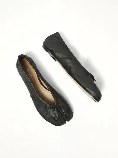 Maison Margiela Tabi Leather Split-toe Ballerina Flats In Black