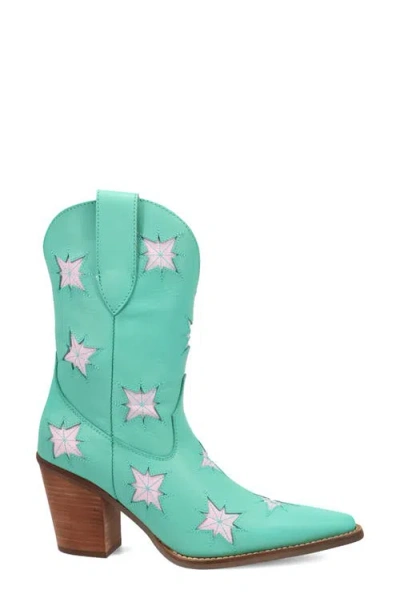 Dingo Womens Starburst Block Heel Cowboy Boots In Green