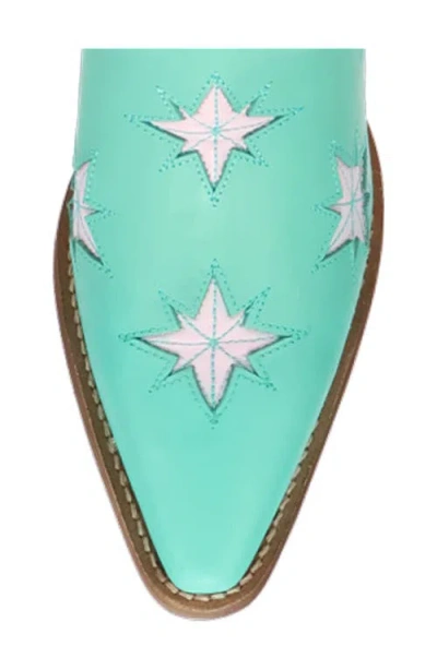Dingo Womens Starburst Block Heel Cowboy Boots In Green