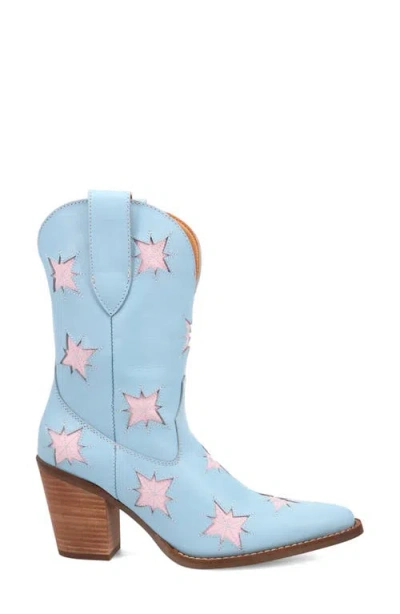 Dingo Womens Starburst Block Heel Cowboy Boots In Blue