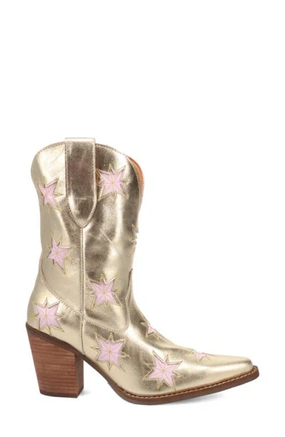 Dingo Womens Starburst Block Heel Cowboy Boots In Gold