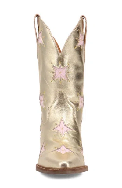 Dingo Womens Starburst Block Heel Cowboy Boots In Gold