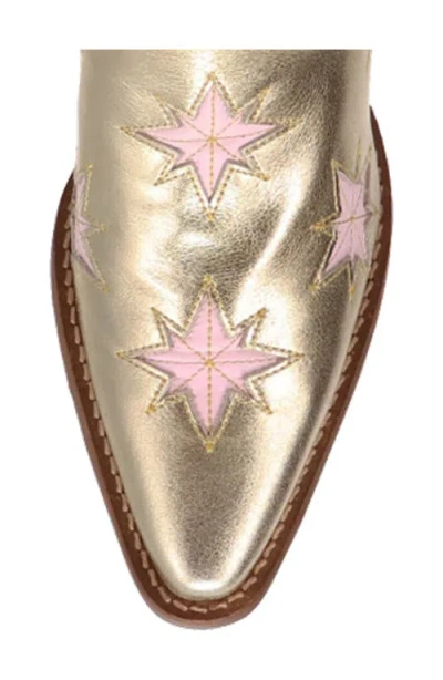 Dingo Womens Starburst Block Heel Cowboy Boots In Gold