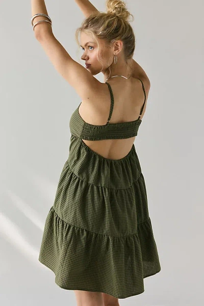 Kimchi Blue Zosia Tiered Babydoll Mini Dress In Green, Women's At Urban Outfitters In Green