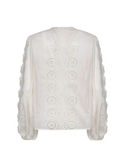 Zimmermann Lucky Embroidered Blouse In Ivory In White