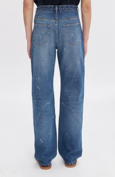 Apc Blue Five-pocket Jeans With All-over Paint Effect In Cotton Man
