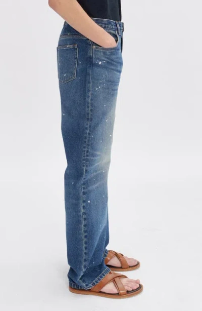 Apc Blue Five-pocket Jeans With All-over Paint Effect In Cotton Man