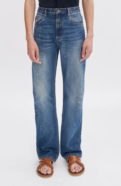 Apc Blue Five-pocket Jeans With All-over Paint Effect In Cotton Man