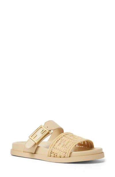 Fendi Feel Slides With Woven Strap And Flat Sole