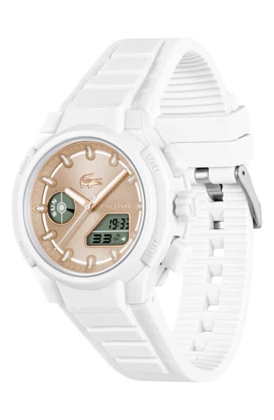 Lacoste Women's Lc33 White Silicone Strap Watch, 40mm