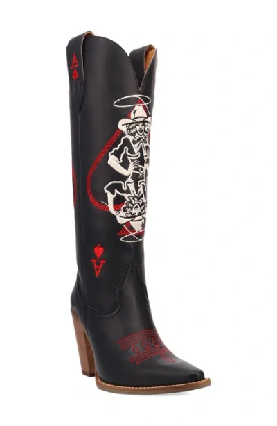 Dingo Womens King Of Clubs Stacked Heel Cowboy Boots