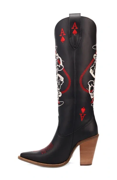 Dingo Womens King Of Clubs Stacked Heel Cowboy Boots