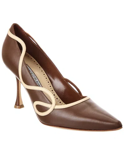 Manolo Blahnik Ansaki 90 Leather Pump