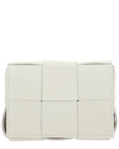 Bottega Veneta Small Intrecciato Leather Cassette Crossbody Bag In 9009 White-gold