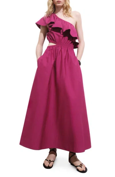 Mango Asymmetrical Dress With Cut-out Fuchsia In Pink