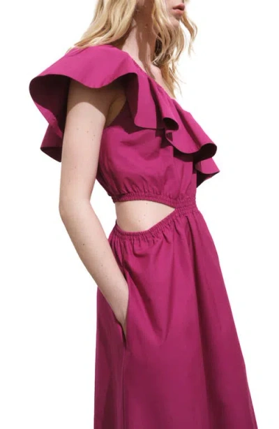 Mango Asymmetrical Dress With Cut-out Fuchsia In Pink