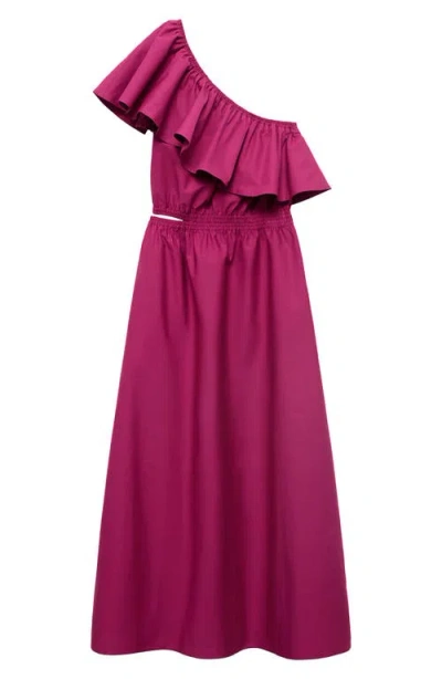 Mango Asymmetrical Dress With Cut-out Fuchsia In Pink