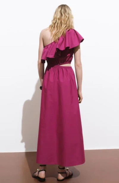 Mango Asymmetrical Dress With Cut-out Fuchsia In Pink