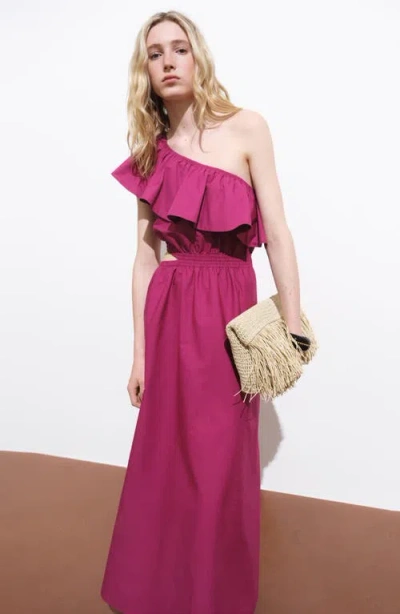 Mango Asymmetrical Dress With Cut-out Fuchsia In Pink