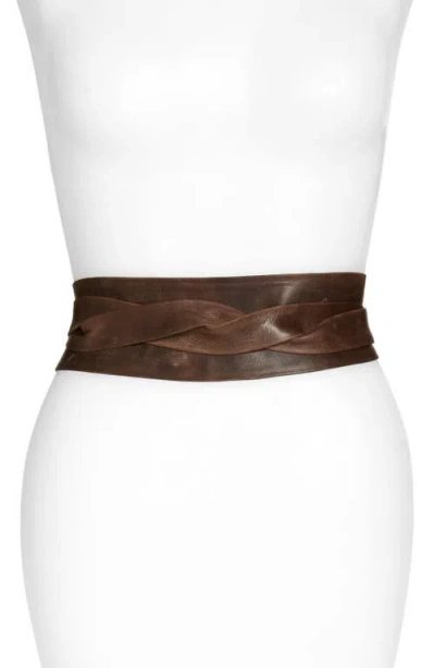 Ada Leather Wrap Belt In Brown