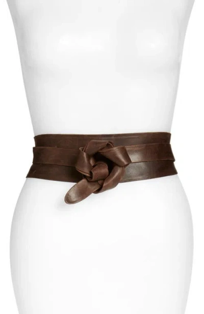 Ada Leather Wrap Belt In Brown