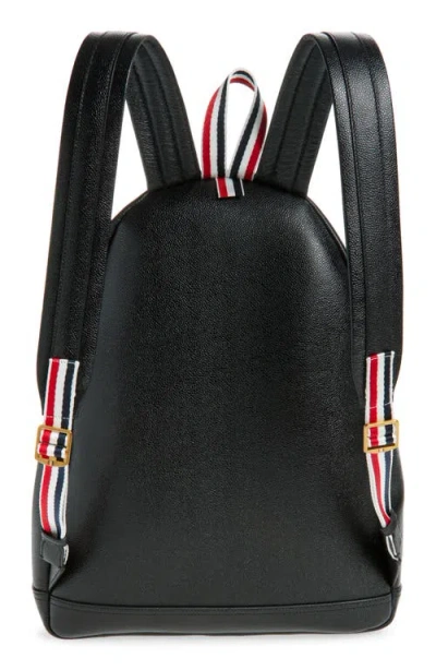 Thom Browne Rwb Stripe Pebbled Leather Backpack In Black