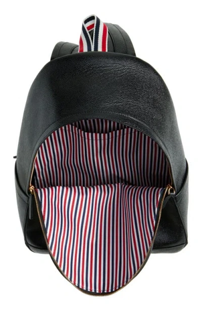 Thom Browne Rwb Stripe Pebbled Leather Backpack In Black