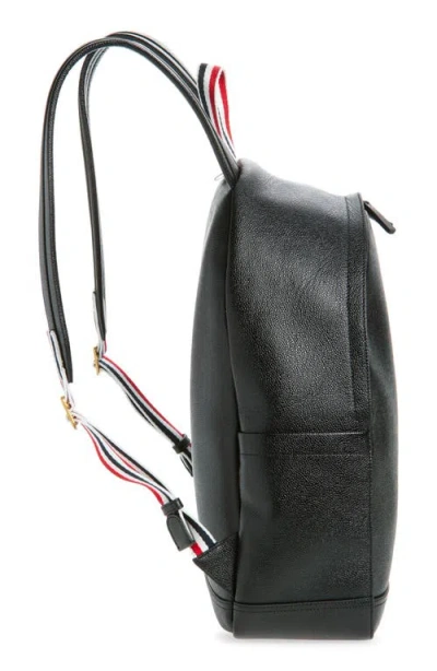 Thom Browne Rwb Stripe Pebbled Leather Backpack In Black