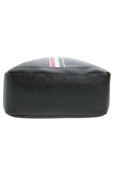 Thom Browne Rwb Stripe Pebbled Leather Backpack In Black