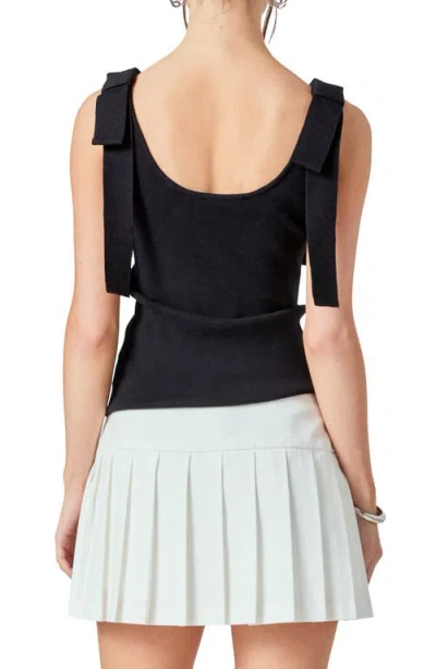 Endless Rose Bow Strap Rib Tank In Black