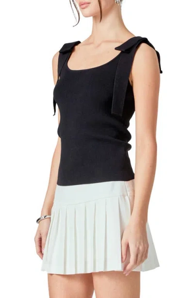 Endless Rose Bow Strap Rib Tank In Black
