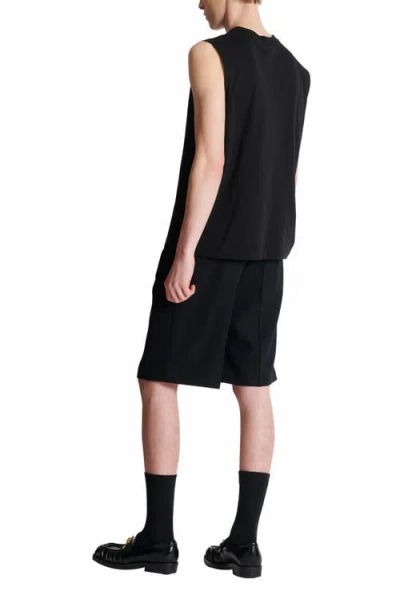 Balmain Black Crewneck Sleeveless Top With Logo Lettering Embroidery On The Front