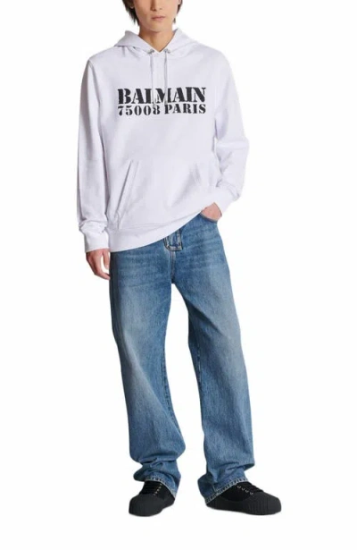 Balmain Stamped Cotton Hoodie Pocket