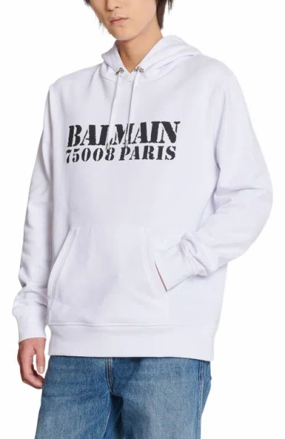 Balmain Stamped Cotton Hoodie Pocket