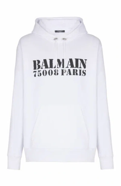 Balmain Stamped Cotton Hoodie Pocket