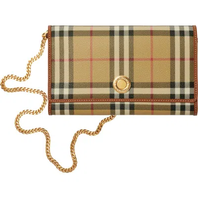 Burberry Hannah Check Coated Canvas Wallet On A Chain