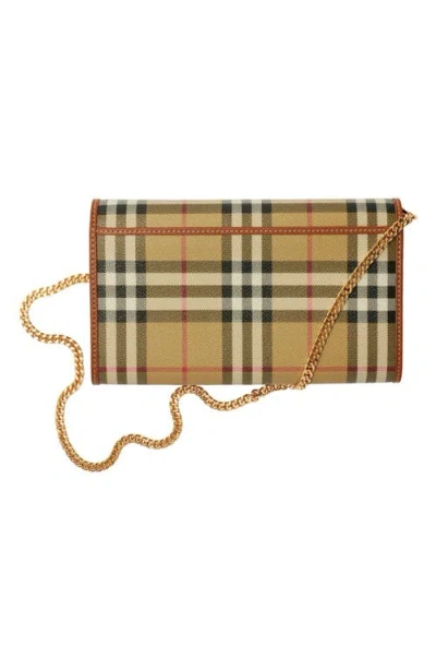 Burberry Hannah Check Coated Canvas Wallet On A Chain