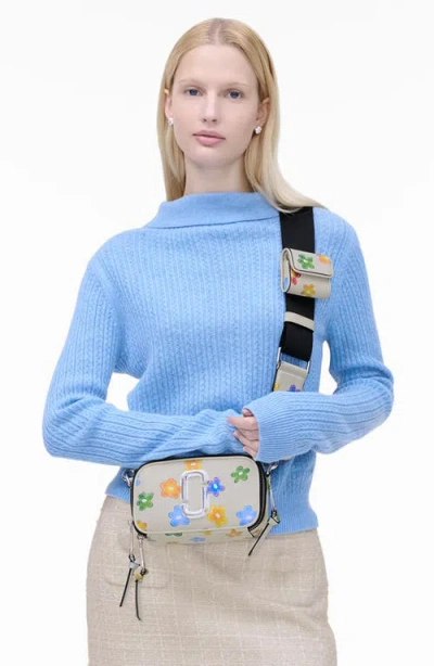 Marc Jacobs Snapshot Wild Daisy Crossbody Bag In Leather In White