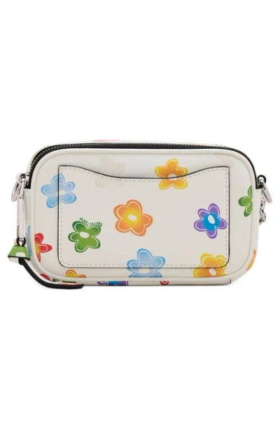 Marc Jacobs Snapshot Wild Daisy Crossbody Bag In Leather In White