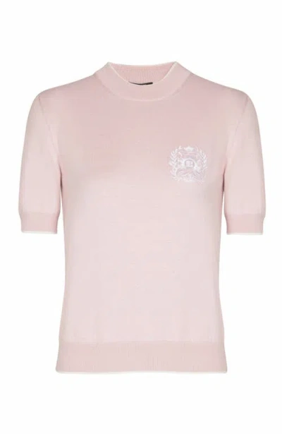 Balmain Embleme-embroidered Knit Top In Pink
