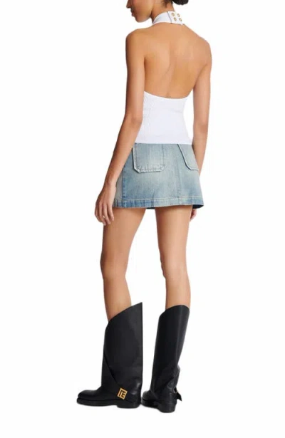 Balmain Cable Knit Halterneck Cropped Top